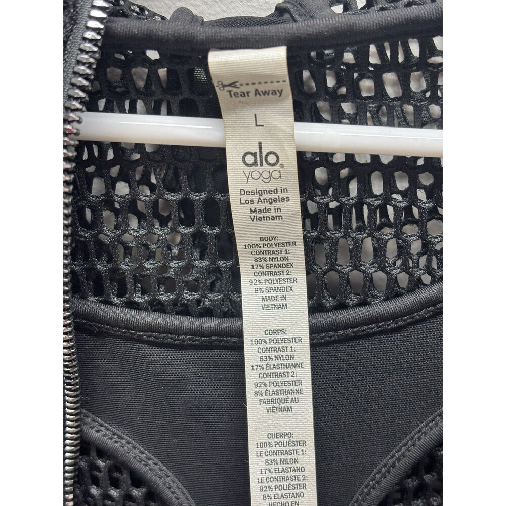 ALO Yoga  Women’s  Mesh Fortuna Hoodie Jacket  Black Sz L - Picture 13 of 13